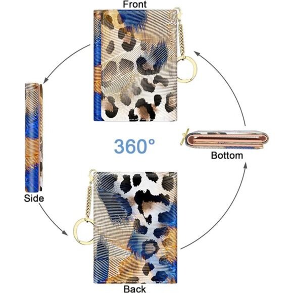 Small Slim RFID Card Wallets for Women Abstract Leopard - Picture 5 of 6